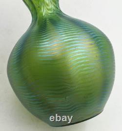 JOHANN LOETZ ART NOUVEAU PHÄNOMEN IRIDESCENT GREEN GLASS BOTTLE VASE c1900
