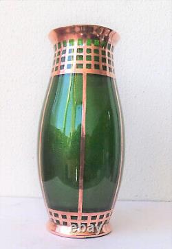 J. Hoffmann Wiener Werkstätte Harrach Chromaventurin Gridwork Art Nouveau vase