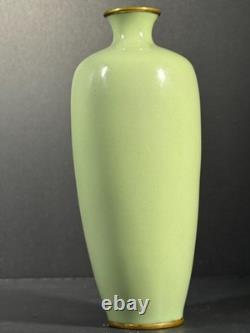 Japanese Meiji Cloisonne vase iris art nouveau pistachio green 7