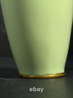 Japanese Meiji Cloisonne vase iris art nouveau pistachio green 7