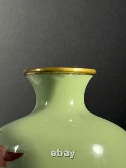Japanese Meiji Cloisonne vase iris art nouveau pistachio green 7
