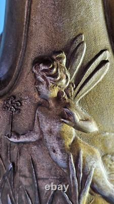 Jean Garnier Water Nymphs Art Nouveau Vase, circa 1900, Rare large 15 size