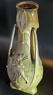 Jean Garnier Water Nymphs Art Nouveau Vase, circa 1900, Rare large 15 size