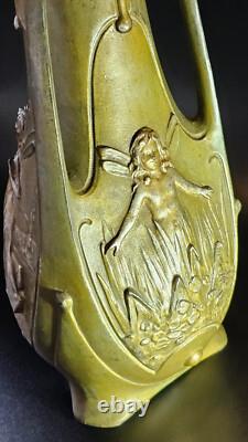Jean Garnier Water Nymphs Art Nouveau Vase, circa 1900, Rare large 15 size