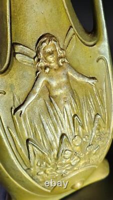 Jean Garnier Water Nymphs Art Nouveau Vase, circa 1900, Rare large 15 size