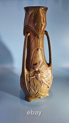 Jean Garnier Water Nymphs Art Nouveau Vase, circa 1900, Rare large 15 size