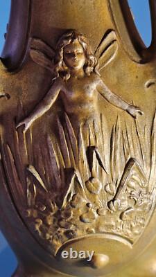 Jean Garnier Water Nymphs Art Nouveau Vase, circa 1900, Rare large 15 size