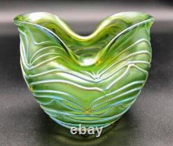 Johann Loetz Witwe vase glass 4.5in 1902 art nouveau iris Bohemia Vintage Rare