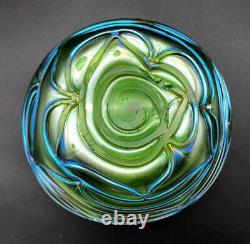 Johann Loetz Witwe vase glass 4.5in 1902 art nouveau iris Bohemia Vintage Rare