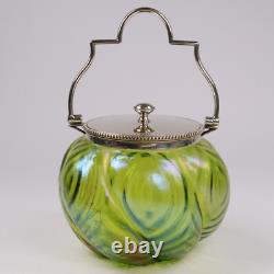 John Walsh Glass Tea Caddy Stourbridge Iridescent Jugenstil Loetz Kralik c1900s