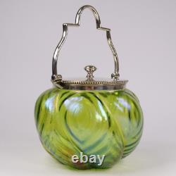 John Walsh Glass Tea Caddy Stourbridge Iridescent Jugenstil Loetz Kralik c1900s