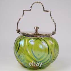 John Walsh Glass Tea Caddy Stourbridge Iridescent Jugenstil Loetz Kralik c1900s