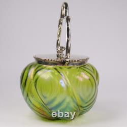 John Walsh Glass Tea Caddy Stourbridge Iridescent Jugenstil Loetz Kralik c1900s