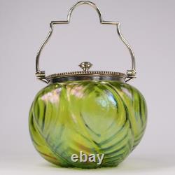John Walsh Glass Tea Caddy Stourbridge Iridescent Jugenstil Loetz Kralik c1900s