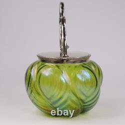 John Walsh Glass Tea Caddy Stourbridge Iridescent Jugenstil Loetz Kralik c1900s