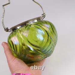 John Walsh Glass Tea Caddy Stourbridge Iridescent Jugenstil Loetz Kralik c1900s