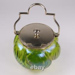 John Walsh Glass Tea Caddy Stourbridge Iridescent Jugenstil Loetz Kralik c1900s