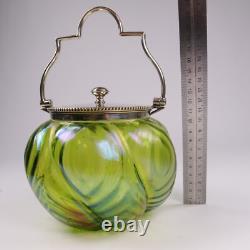 John Walsh Glass Tea Caddy Stourbridge Iridescent Jugenstil Loetz Kralik c1900s