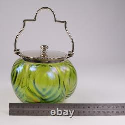 John Walsh Glass Tea Caddy Stourbridge Iridescent Jugenstil Loetz Kralik c1900s