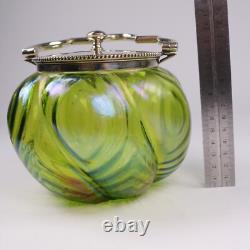 John Walsh Glass Tea Caddy Stourbridge Iridescent Jugenstil Loetz Kralik c1900s