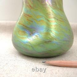 Joseph Rindskopf Art Nouveau Vase Iridescent Glass Hellgrünes Opalglas c1900 Vtg