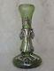 Jugendstil Secessionist Green Iridescent Art Glass Vase Silver Plate Mounting