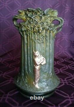 Jules Jouant French Art Nouveau Antique Bronze Vase, 1890, FoundryE Paris RARE