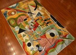 Kandinsky Tapestry 2.5ftx4ft Composition Green Wall Hanging Carpet Art Silk