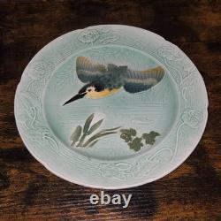 Keller & Guerin K & G Antique French Majolica Kingfisher Plate 1900 Art Nouveau Keller & Guerin K & G Antique French Majolica Kingfisher Plate 1900 Art Nouveau