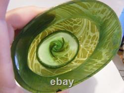 Kralik Antique 1900s Art Nouveau Bohemian Czech Green Iridescent Art Glass Vase
