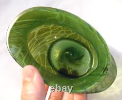 Kralik Antique 1900s Art Nouveau Bohemian Czech Green Iridescent Art Glass Vase