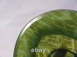 Kralik Antique 1900s Art Nouveau Bohemian Czech Green Iridescent Art Glass Vase