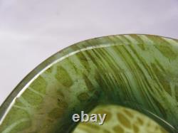 Kralik Antique 1900s Art Nouveau Bohemian Czech Green Iridescent Art Glass Vase