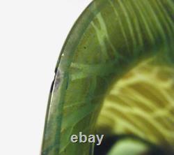 Kralik Antique 1900s Art Nouveau Bohemian Czech Green Iridescent Art Glass Vase