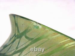 Kralik Antique 1900s Art Nouveau Bohemian Czech Green Iridescent Art Glass Vase