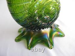 Kralik Art Glass Art Nouveau Era Conucopia Vase Beautiful Iridescent Green