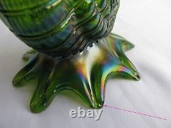 Kralik Art Glass Art Nouveau Era Conucopia Vase Beautiful Iridescent Green