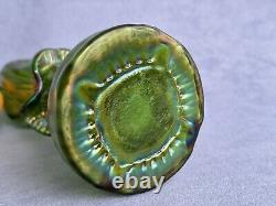 Kralik Art Glass Art Nouveau Era Vase Beautiful Iridescent Green Trails design