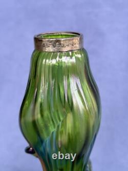 Kralik Art Glass Art Nouveau Era Vase Beautiful Iridescent Green Trails design