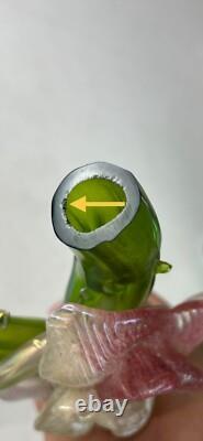 Kralik Art Nouveau Green Iridescent Glass Twin-Tube Thorn Vase