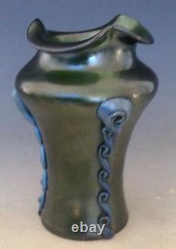 Kralik Art Nouveau Green Iridescent Glass Vase circa 1900 RIGAREE