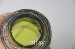 Kralik Art Nouveau Green with Purple Threaded Iridescent Art Glass Vase Read