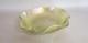 Kralik Czech Green Iridescent Art Nouveau Wave Glass Low Bowl Ruffled Edge