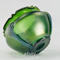 Kralik Iridescent Glass Vase Art Nouveau Fan Design w13cm Circa 1905