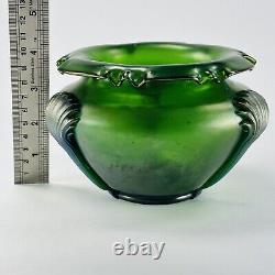 Kralik Iridescent Glass Vase Art Nouveau Fan Design w13cm Circa 1905