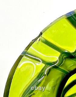 Kralik Iridescent Green Veined Melon Shaped Art Nouveau Vase Bohemian/Czech