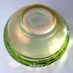 Kralik Opaline Iridescent Glass Vase Bowl Appiled Trails Czech Art Nouveau c1900