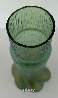 Kralik Sohn Glass Vase Green Martele Textured Iridescent Art Nouveau Bohemian