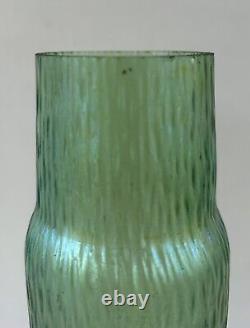 Kralik Sohn Glass Vase Green Martele Textured Iridescent Art Nouveau Bohemian