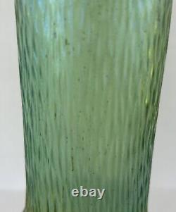 Kralik Sohn Glass Vase Green Martele Textured Iridescent Art Nouveau Bohemian